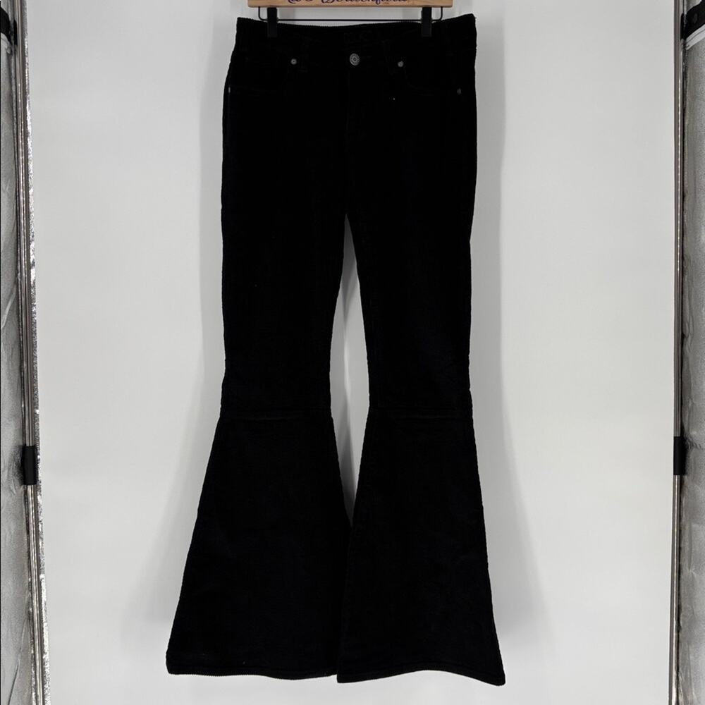 ROCK & ROLL COWGIRL CORDUROY BLACK BELL BOTTOMS HIPPIE WESTERN mid row 30 x 36 - Picture 2 of 6